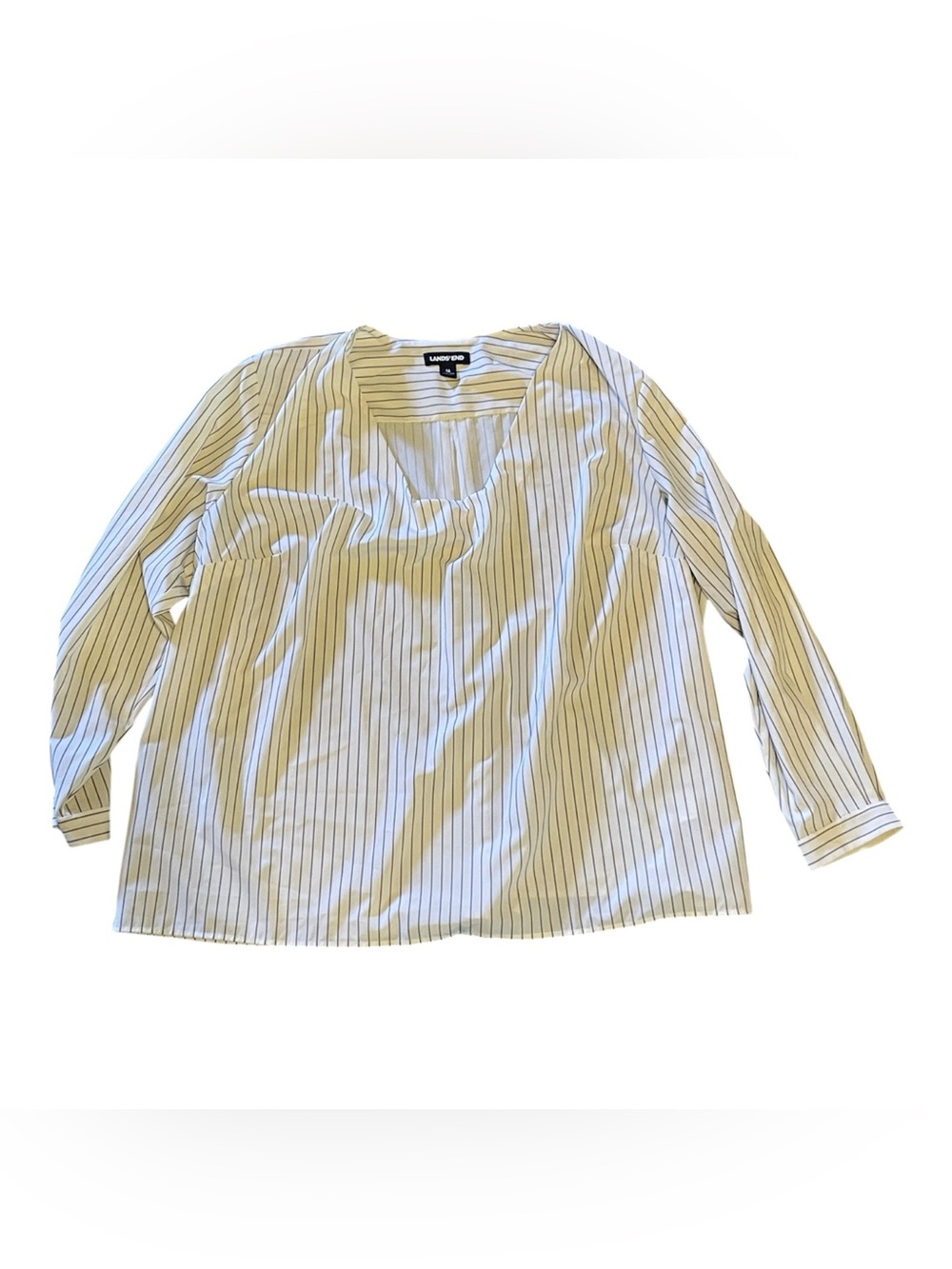 Lands End Striped Blouse Scoop Neck Plus Size 1X (16W-18W)